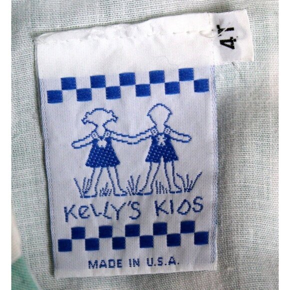 VTG Kelly's Kids Green Plaid Bubble Romper 4T Fluffy Cat Lipstick Mirror Summer - Picture 4 of 5